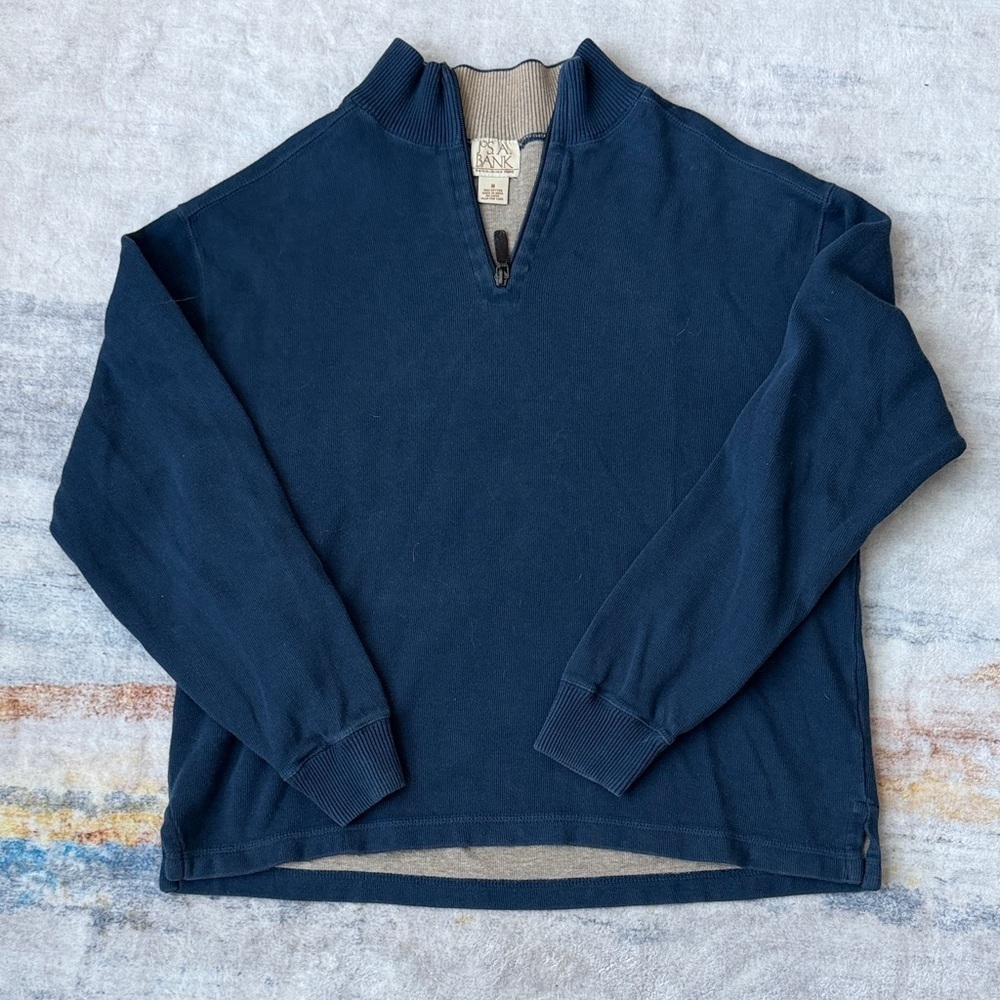 (284)Jos. A. Bank Men's Navy Zip-Up Sweater